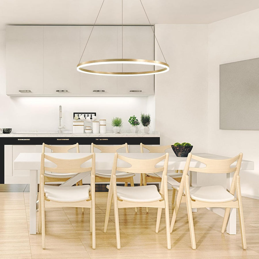 Κρεμαστός πολυέλαιος LED, ANINA, 34W, 1 κύκλος, διάμετρος 49 cm, κρύο/θερμό/ουδέτερο φως 3000K/4000K/6000K, ρυθμιζόμενο, γυαλιστερό χρυσό λευκό, ρυθμιζόμενο ύψος, μέταλλο και ακρυλικό