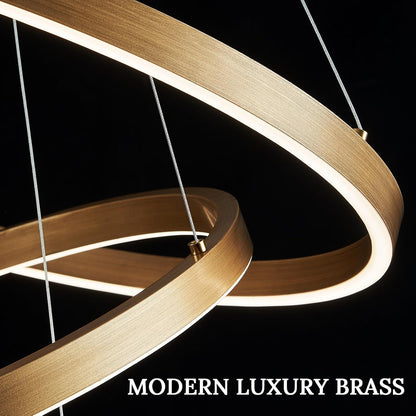 Κρεμαστός πολυέλαιος LED, ANINA, 34W, 1 κύκλος, διάμετρος 49 cm, κρύο/θερμό/ουδέτερο φως 3000K/4000K/6000K, ρυθμιζόμενο, γυαλιστερό χρυσό λευκό, ρυθμιζόμενο ύψος, μέταλλο και ακρυλικό