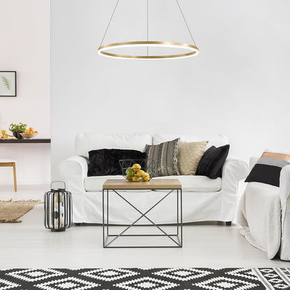 Κρεμαστός πολυέλαιος LED, ANINA, 34W, 1 κύκλος, διάμετρος 49 cm, κρύο/θερμό/ουδέτερο φως 3000K/4000K/6000K, ρυθμιζόμενο, γυαλιστερό χρυσό λευκό, ρυθμιζόμενο ύψος, μέταλλο και ακρυλικό