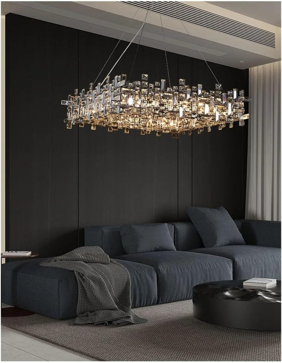 Crystal Chandelier RZ-2/500x500GD, 10xE14, Διάμετρος 50cm, Ρυθμιζόμενο ύψος, Γυαλιστερό Χρυσό, Ρυθμιζόμενο Ύψος, Κομψή σχεδίαση