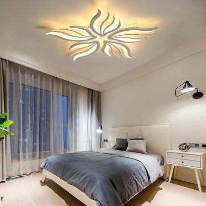 Πολυέλαιος LED με τηλεχειριστήριο SAKURA 60W, 5 πέταλα, Κρύο/Ζεστό/Ουδέτερο φως, Ρυθμιζόμενο, Λευκό