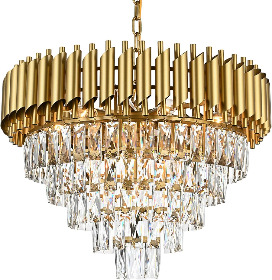 VERSAILLES Supremo Crystal Chandelier, CC900/800GD, 12xE14, Διάμετρος 80cm, Γυαλιστερό Χρυσό, Ρυθμιζόμενο Ύψος, Μέταλλο και Κρύσταλλο