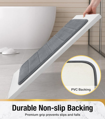 Σετ 3 Χαλάκια Μπάνιου, 50x40 cm, Μπλε, Αντιολισθητικό