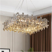 Crystal Chandelier RZ-2/500x500GD, 10xE14, Διάμετρος 50cm, Ρυθμιζόμενο ύψος, Γυαλιστερό Χρυσό, Ρυθμιζόμενο Ύψος, Κομψή σχεδίαση