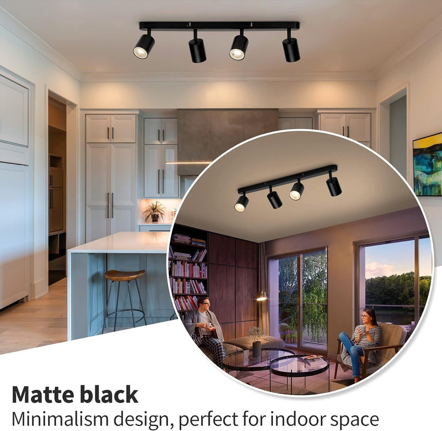 Μοντέρνος Κλασικός Πολυέλαιος, LC500/4BK με Γραμμικό Προβολέα, 4XGU10, Μεταλλικός, Μαύρος