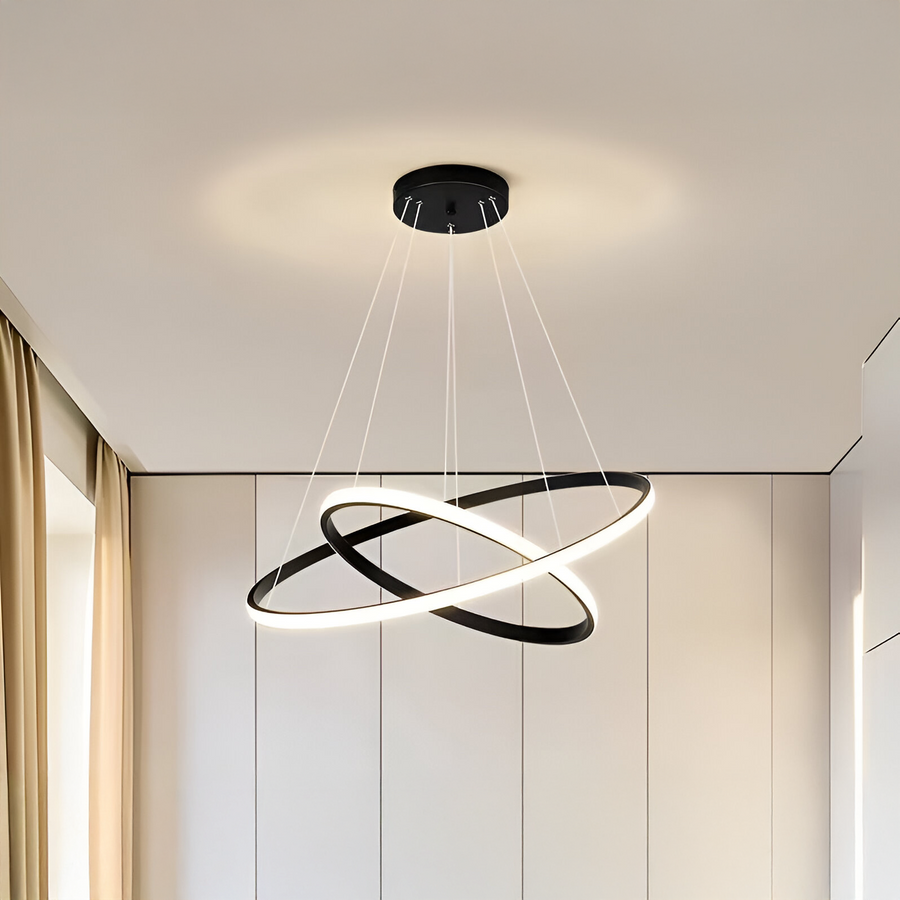 LED πολυέλαιος με τηλεχειριστήριο Ricci, 25W, 2 κύκλοι, κρύο/ζεστό/ουδέτερο φως, ασταθές, μαύρο