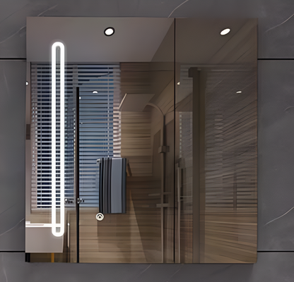 Καθρέφτης LED με Ντουλάπι PLANO 80x70 cm Λευκός Αισθητήρας Αφής και Αποθήκευση