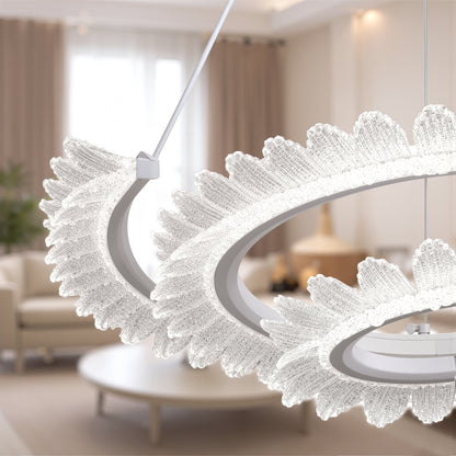 Πολυέλαιος LED LT188WH, Κρύσταλλο και μέταλλο, 40W, Ρυθμιζόμενο, Ρυθμιζόμενο ύψος, Κρύο/Ζεστό/Ουδέτερο φως, Πολυτελής Φωτισμός