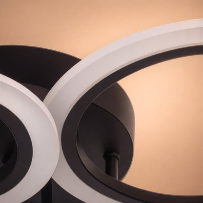 Πολυέλαιος LED με τηλεχειριστήριο BETTY 44W, 4 Κύκλοι, Κρύο/Ζεστό/Ουδέτερο φως, Ρυθμιζόμενο, Μαύρο