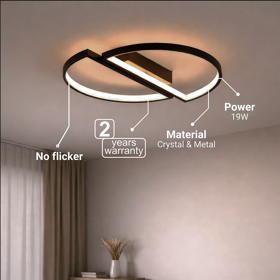 Πολυέλαιος LED με τηλεχειριστήριο VECTOR ARCUS 52W, 2 Στοιχεία, Κρύο/Ζεστό/Ουδέτερο φως, Ρυθμιζόμενο, Μαύρο