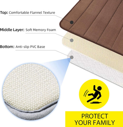 Σετ 3 Χαλάκια Μπάνιου, 50x40 cm, Μπλε, Αντιολισθητικό