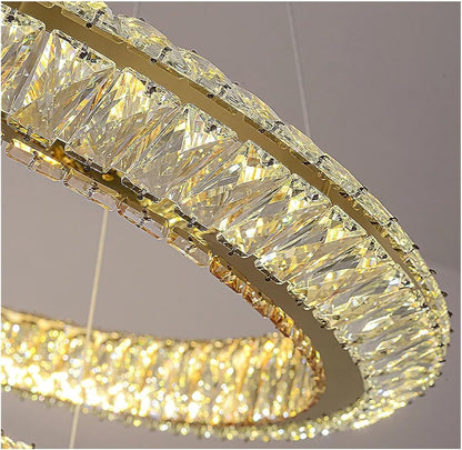 Πολυέλαιος LED με Τηλεχειριστήριο, LLC132/900X300GD, κρύσταλλο και μέταλλο, 80W, 1 κύκλος, ρυθμιζόμενο, ρυθμιζόμενο ύψος, κρύο/θερμό/ουδέτερο φως, πολυτελής φωτισμός