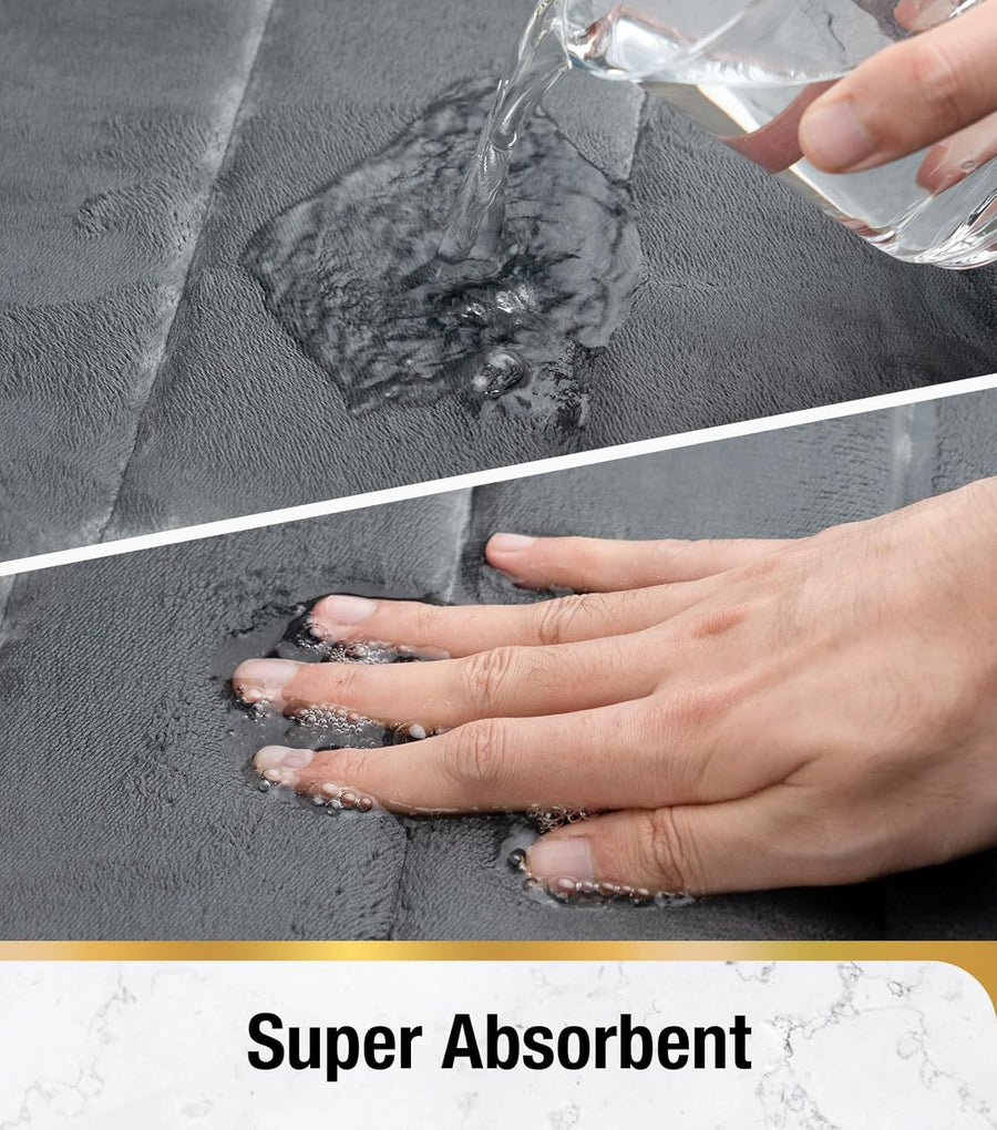 Σετ 3 Χαλάκια Μπάνιου, 50x40 cm, Μπλε, Αντιολισθητικό