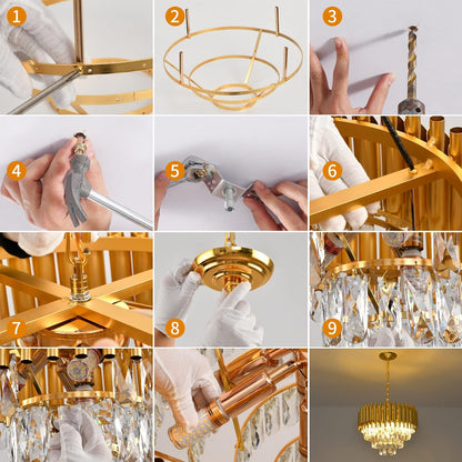 Κρυστάλλινος Πολυέλαιος VERSAILLES Petito 3xE14, Διάμετρος 30cm, Χρυσός, Ρυθμιζόμενο Ύψος, Μέταλλο και Κρύσταλλο