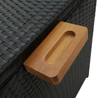 Κουτί αποθήκευσης κήπου, μαύρο, 120x65x61 cm, polyratan