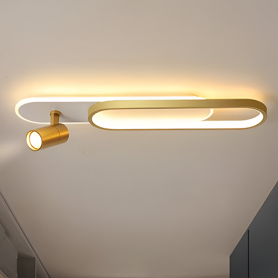 Πολυέλαιος LED με Ρυθμιζόμενο Προβολέα FISSO Camilla, 48W, Κρύο/Ζεστό/Ουδέτερο φως 3000K/4000K/6000K, Γυαλιστερό χρυσό, μέταλλο και ακρυλικό