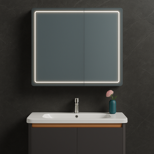 Ingrid Cabinet με LED Mirror DBP123 80x70 White