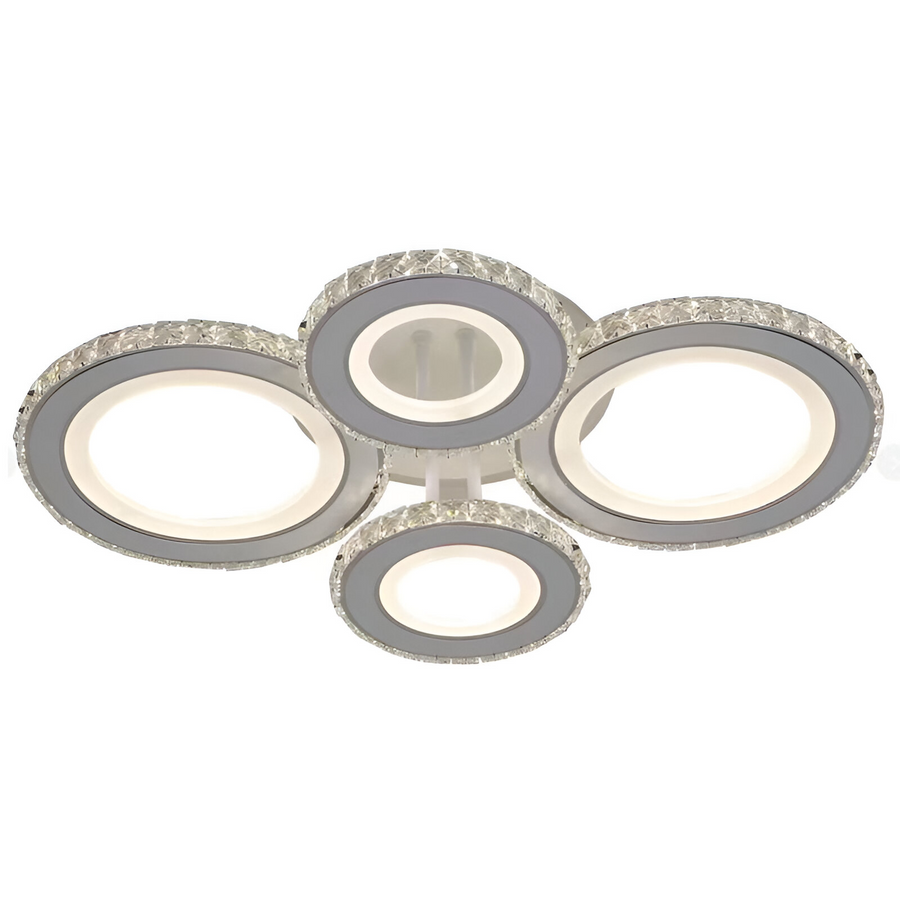 Πολυέλαιος LED με τηλεχειριστήριο και κρύσταλλο NOVA ROTONDA RGB 86W, 4 Κύκλοι, Κρύο/Ζεστό/Ουδέτερο φως, Ρυθμιζόμενο, Λευκό