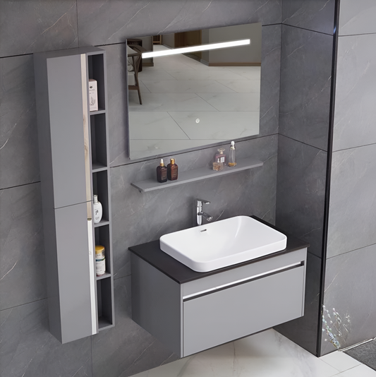 Σετ Έπιπλα Annelise με καθρέφτη LED, Ντουλάπα PV0017T/60 Γκρι