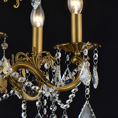 Candelabru Sansoiu Royal 12xe14 Metal και Crystal Ρυθμιζόμενο ύψος Antique Brass