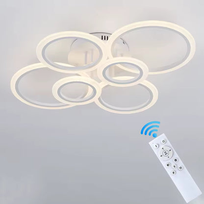 Πολυέλαιος LED με τηλεχειριστήριο BETTY 82W, 6 κύκλοι, κρύο/ζεστό/ουδέτερο φως, ρυθμιζόμενο, λευκό