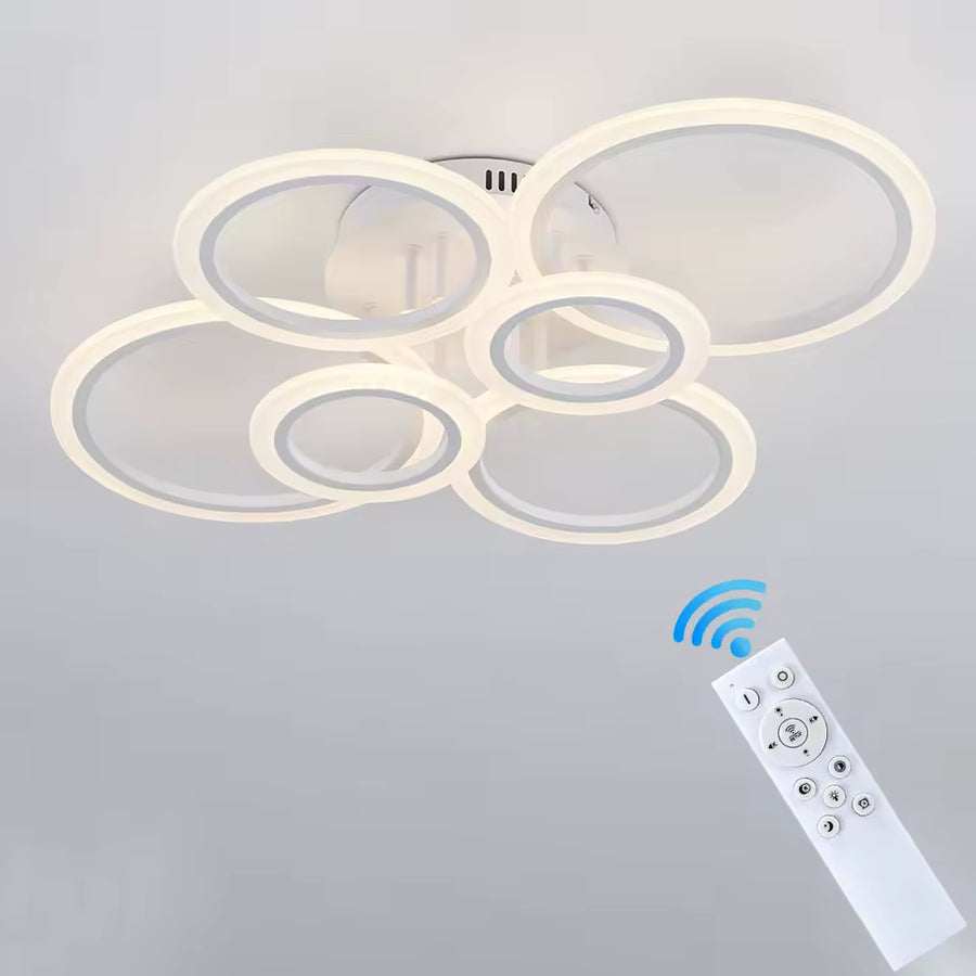 Πολυέλαιος LED με τηλεχειριστήριο BETTY 82W, 6 κύκλοι, κρύο/ζεστό/ουδέτερο φως, ρυθμιζόμενο, λευκό