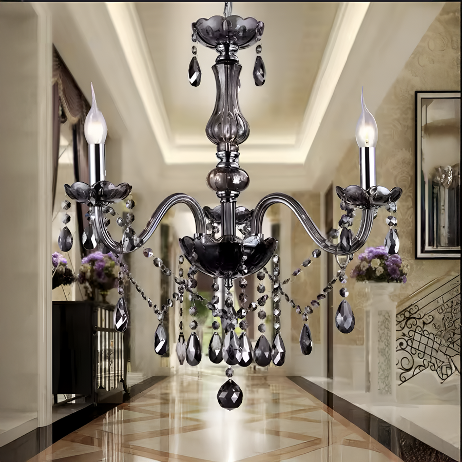 Crystal Cristal πολυέλαιος 3xe14, διάμετρος 48cm, μαύρο, ρυθμιζόμενο ύψος