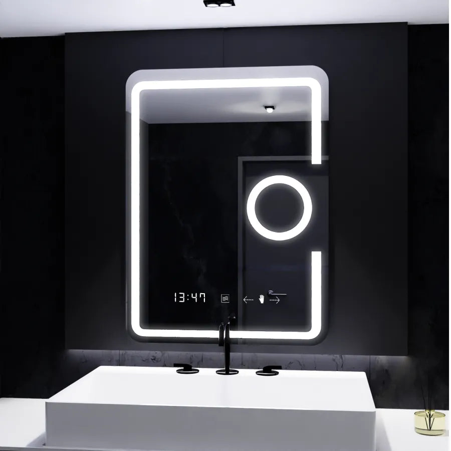 Mirror LED ορθογώνιο 60x80cm Eclat Motionglow Marcello System Defrosting System Thermometer & Clock Cosmetics Dimable