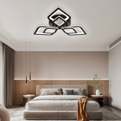 LED πολυέλαιος με τηλεχειριστήριο Lorenzo, 62W, 3 πέταλα, κρύο/ζεστό/ουδέτερο φως, ασταθές, μαύρο