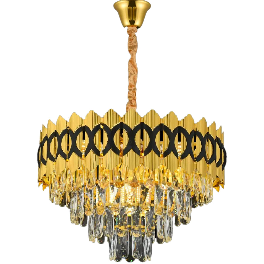 Κρυστάλλινος πολυέλαιος PIERREFONDS Eleganza 8x E14, Διάμετρος 48,5cm, Γυαλιστερό Χρυσό, Ρυθμιζόμενο Ύψος