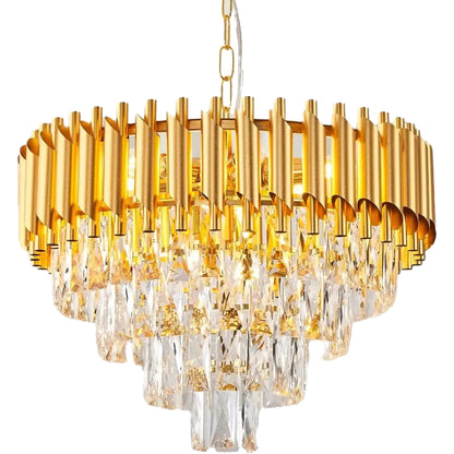 VERSAILLES Crystal Chandelier Elegance 8x E14, Διάμετρος 50cm, Χρυσό, Ρυθμιζόμενο Ύψος