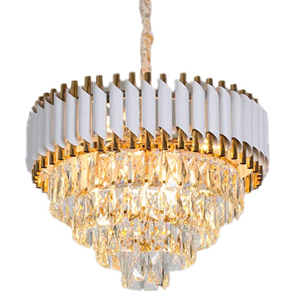 VERSAILLES Elegance Crystal Chandelier 8x E14, Διάμετρος 50cm, Γυαλιστερό χρυσό και λευκό, ρυθμιζόμενο ύψος
