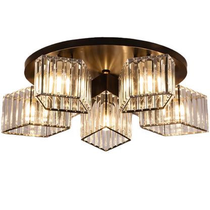 Sasha Modern Classic Chandelier, LC117/5BK, 5x E27, Metal and Crystal, Μαύρο, Αμπαζούρ