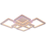 Πολυέλαιος LED με τηλεχειριστήριο και κρύσταλλο QUADRIS RGB 175W, 6 τετράγωνα, κρύο/θερμό/ουδέτερο φως, ρυθμιζόμενο, λευκό