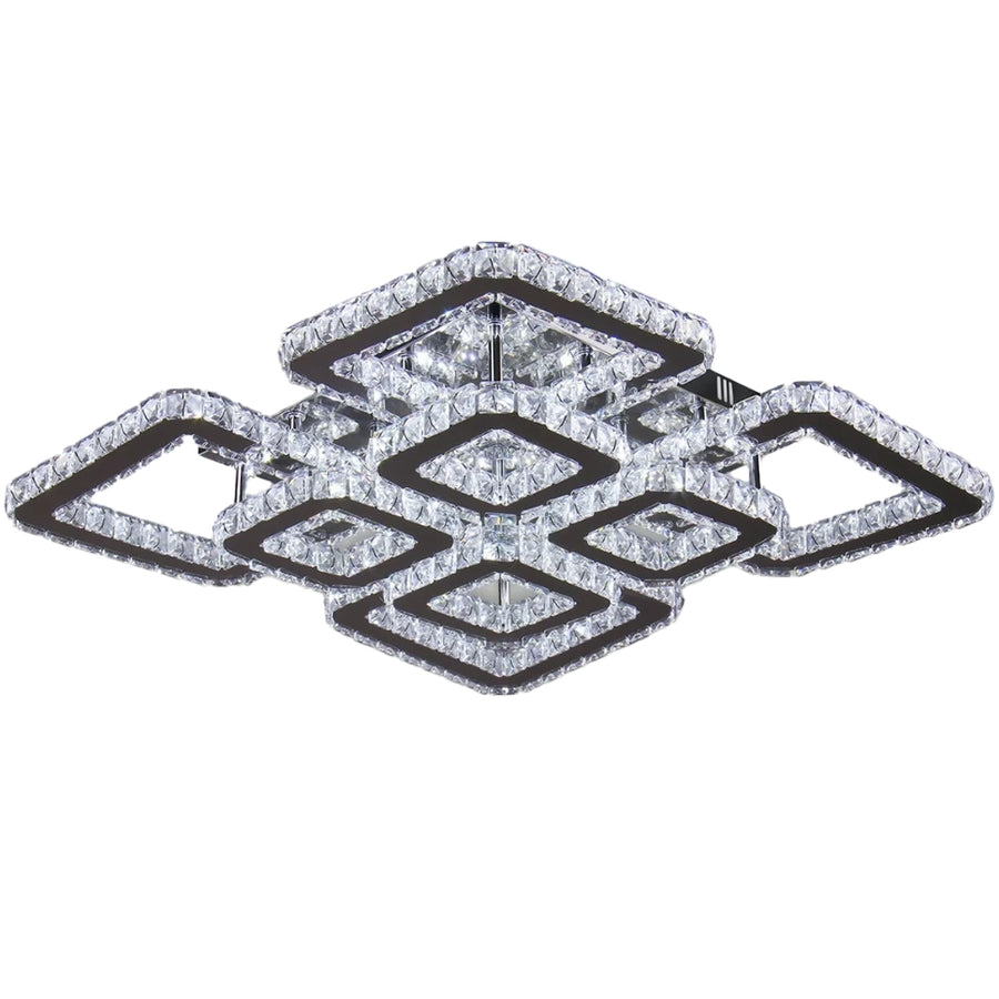 Πολυέλαιος LED με τηλεχειριστήριο και κρύσταλλο QUADRIA SUPREMO RGB 168W, 8 Τετράγωνα, Κρύο/Ζεστό/Ουδέτερο φως, Ρυθμιζόμενο, Γυαλιστερό Chrome