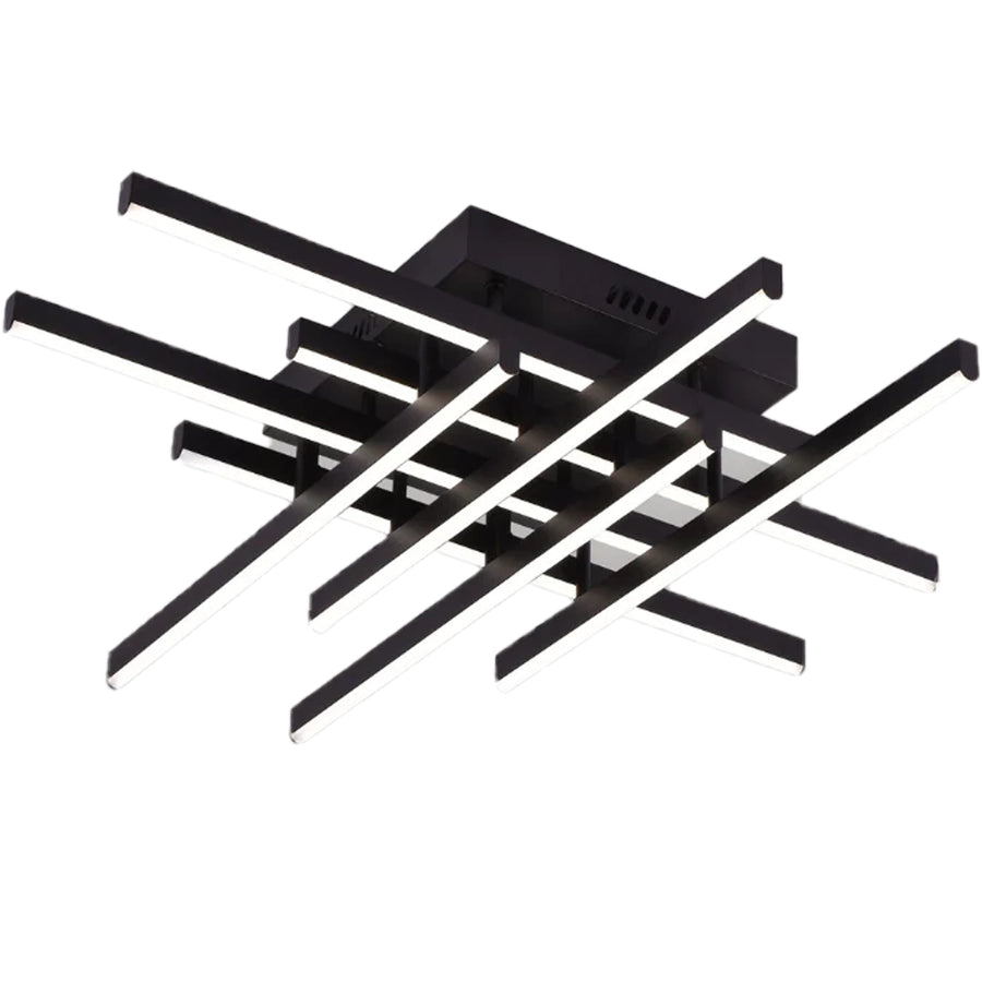 Πολυέλαιος LED με Τηλεχειριστήριο LINEX, 108W, 8 στοιχεία, Κρύο/Ζεστό/Ουδέτερο φως, Ρυθμιζόμενο, Μαύρο