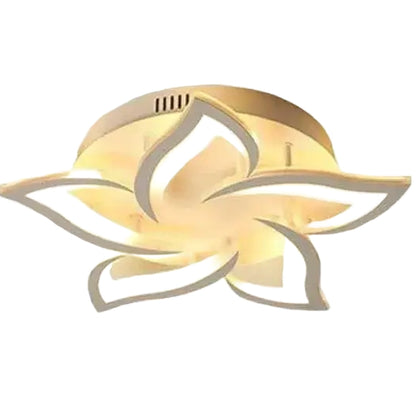 Πολυέλαιος LED με τηλεχειριστήριο LOTUS 54W, 5 πέταλα, Κρύο/Ζεστό/Ουδέτερο φως, Ρυθμιζόμενο, Λευκό