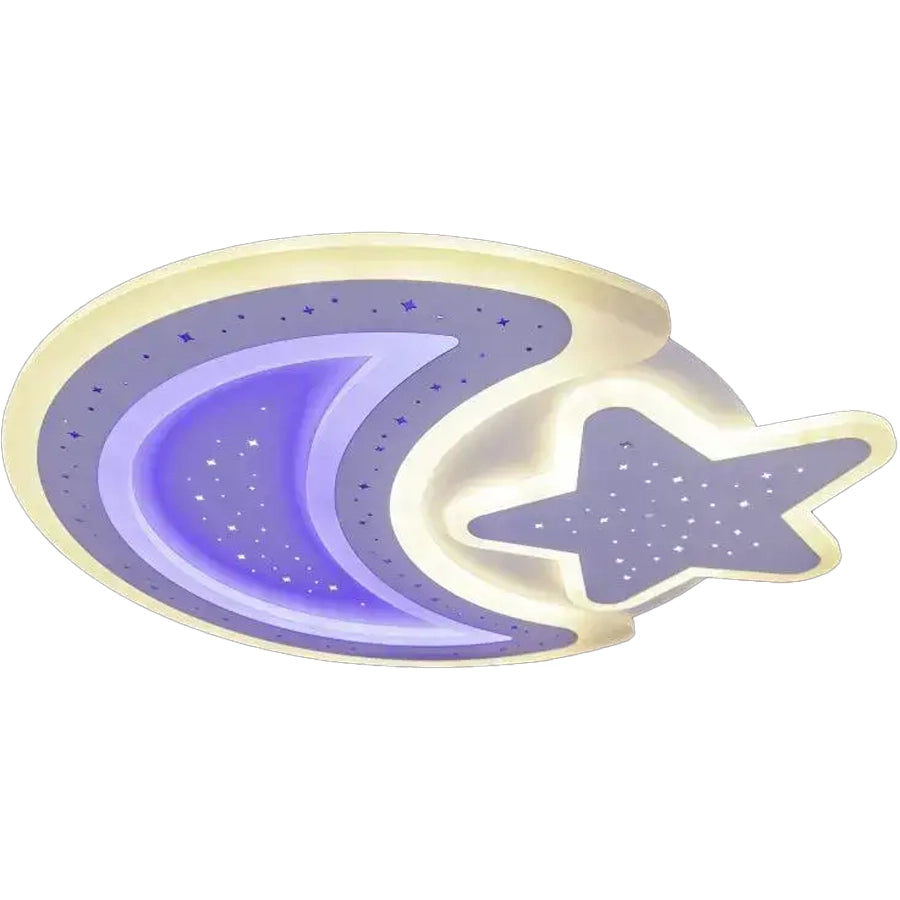 Πολυέλαιος LED με τηλεχειριστήριο CORALIA 90W, Σελήνη και αστέρι, Κρύο/Ζεστό/Ουδέτερο φως Dimmable Λευκό