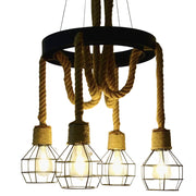 Πολυέλαιος τροχού LV580/4BK, 4xE27, καφέ, μεταλλικός και κορδόνι