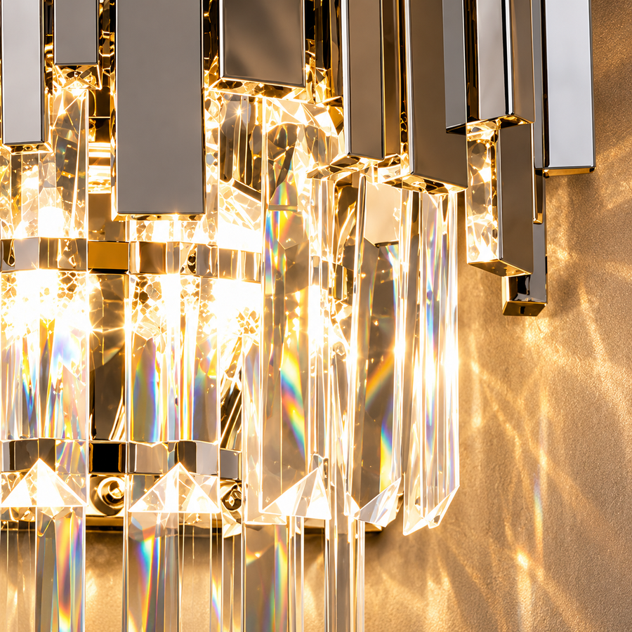 BLOIS Piccolo Crystal Chandelier Light, 2xE14, Glossy Chrome