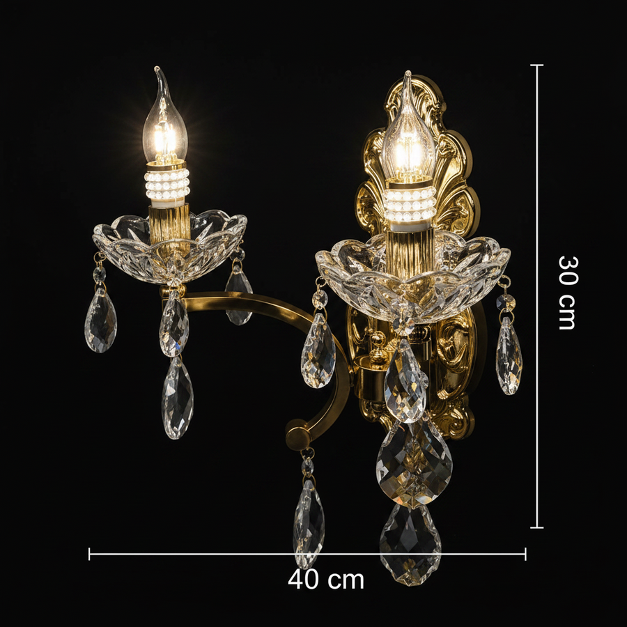 Φωτιστικό τοίχου WATSON LAKE Crystal, 2xE14, Metal and Crystal, Gold