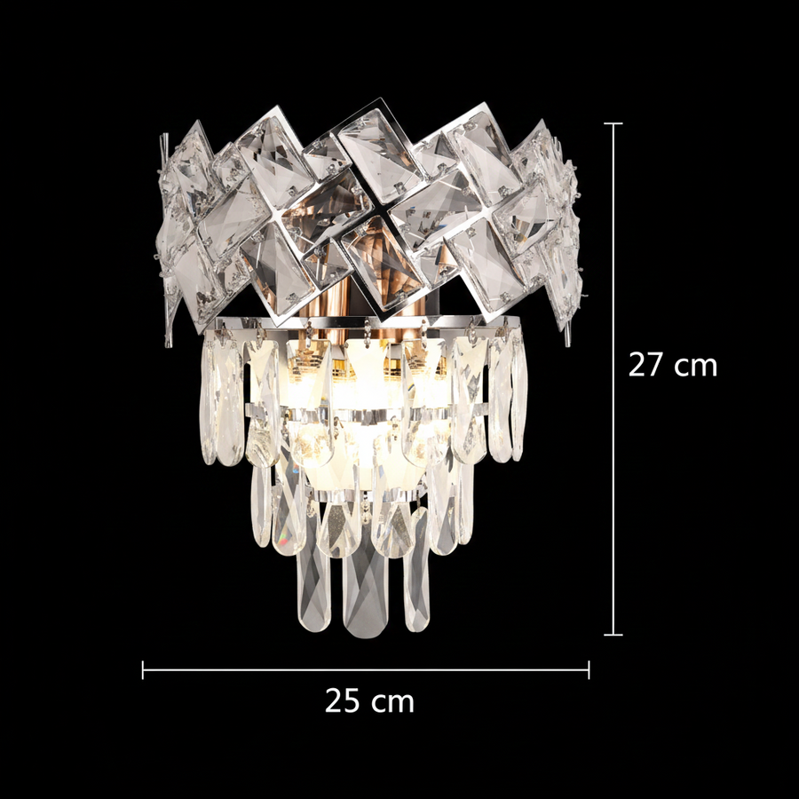 Επιτοίχιο φωτιστικό WINDSOR Crystal, 2x E14, Shiny Chrome