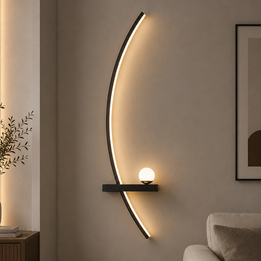 GDANSK Διακοσμητικό φωτιστικό τοίχου LED, 20W, 57x20cm, Θερμό / Ουδέτερο / Ψυχρό φως, Μαύρο, Μεταλλικό και Ακρυλικό