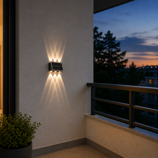 Solaris εξωτερικό φως τοίχου LED, 6 πηγές φωτός, θερμό φως, ABS και πλαστικό, μαύρο