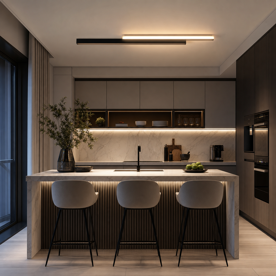 Φωτιστικό τοίχου LED LINIUS 29W, 2 Στοιχείων, Γραμμικό, Θερμό/Ουδέτερο/Ψυχρό φως, Μαύρος Χρυσός