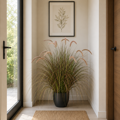 Καλλωπιστικό φυτό Foxtail Artificial Grass, 100cm, Καμπύλο γρασίδι με μπαχαρικά, ροζ και πράσινο, χωρίς γλάστρα