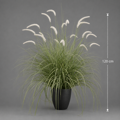 Καλλωπιστικό φυτό Foxtail Artificial Grass, 120cm, Καμπύλο γρασίδι και μπαχαρικά, πράσινο και λευκό, Χωρίς γλάστρα