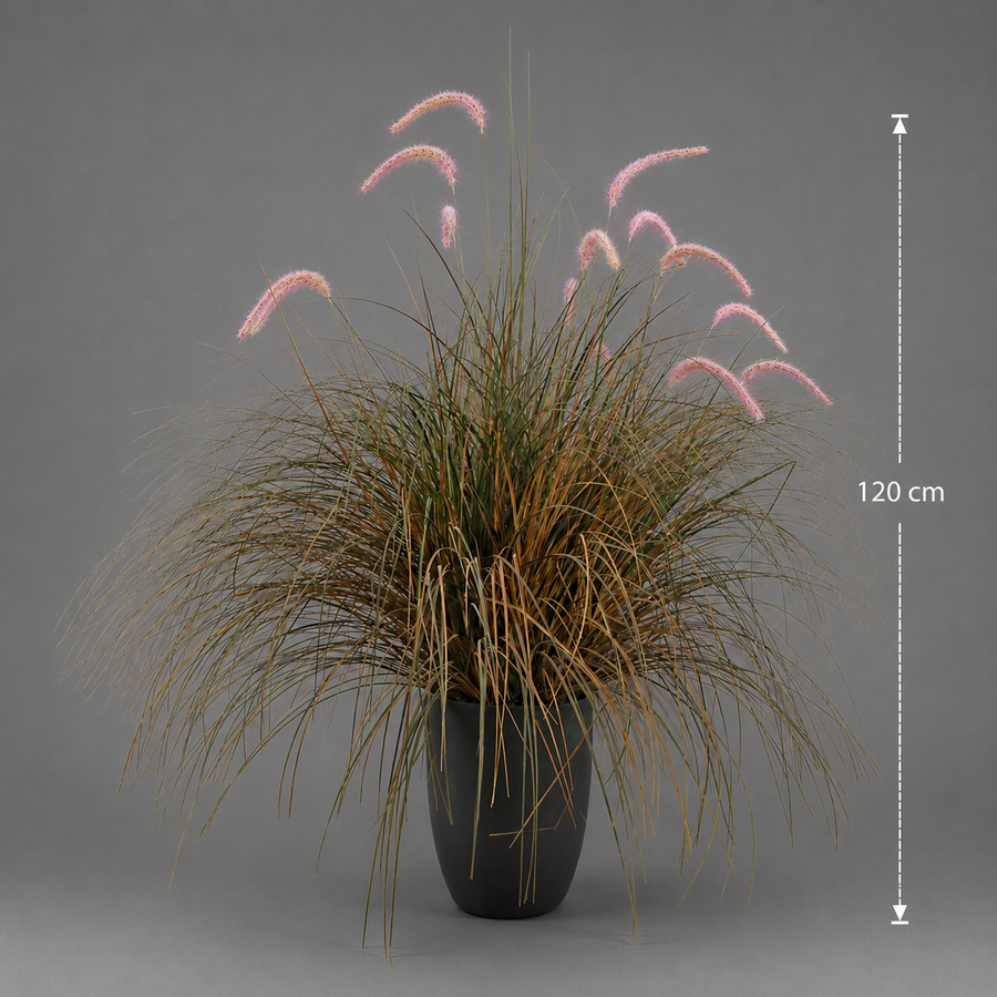 Καλλωπιστικό φυτό Foxtail Artificial Grass, 120cm, Καμπυλωτό γρασίδι και μπαχαρικά, πράσινο και ροζ, χωρίς γλάστρα