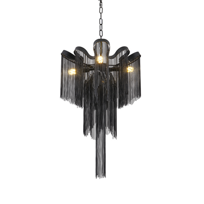Πολυέλαιος B8000/4BK, 4xE14, Διάμετρος 43 cm, Ύψος 68 cm, IP20, Μαύρο, Σίδερο, Αλουμίνιο, Δεν περιλαμβάνονται οι βολβοί