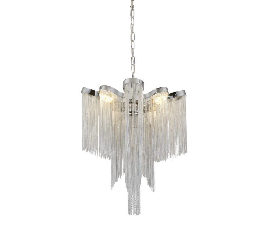 Πολυέλαιος B8000/4CH, 4xE14, Διάμετρος 43 cm, Ύψος 68 cm, IP20, Ασήμι, Σίδερο, Αλουμίνιο, Δεν περιλαμβάνονται οι βολβοί